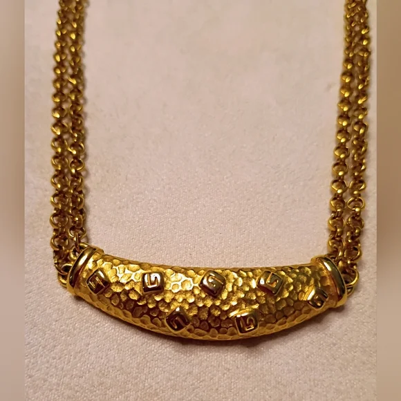 Givenchy Vintage G Logos Two Chain Necklace